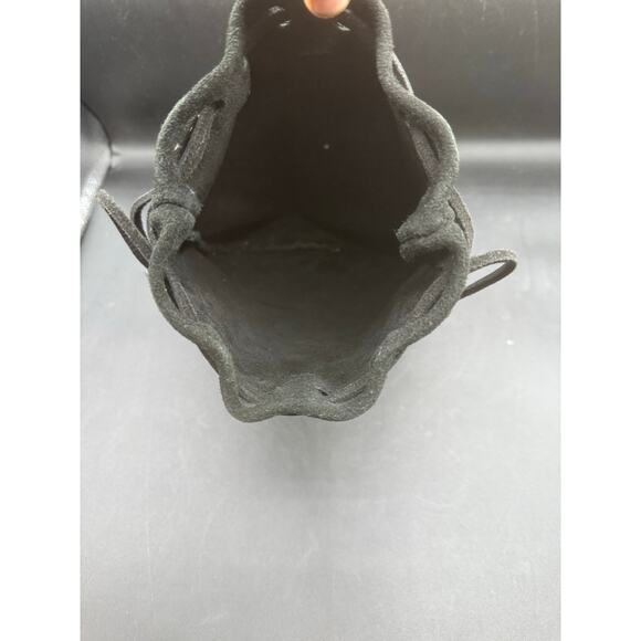 Vintage Black Leather Suede Drawstring Small Bag (Used) - Picture 5 of 8